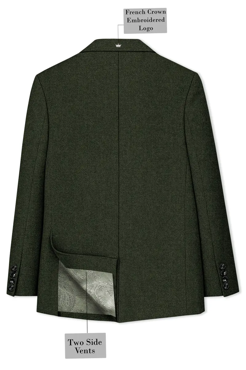 Olvoro-Rifle Green Textured Tweed Double Breasted Suit 9