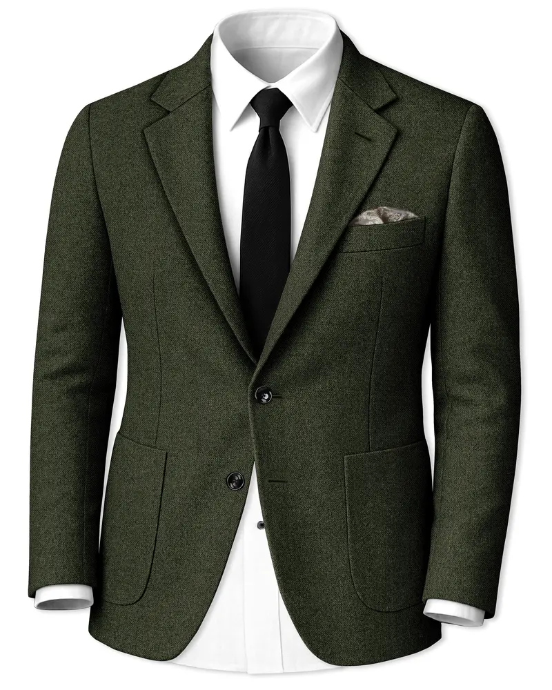Olvoro-Rifle Green Textured Tweed Single Breasted Sports Blazer 1
