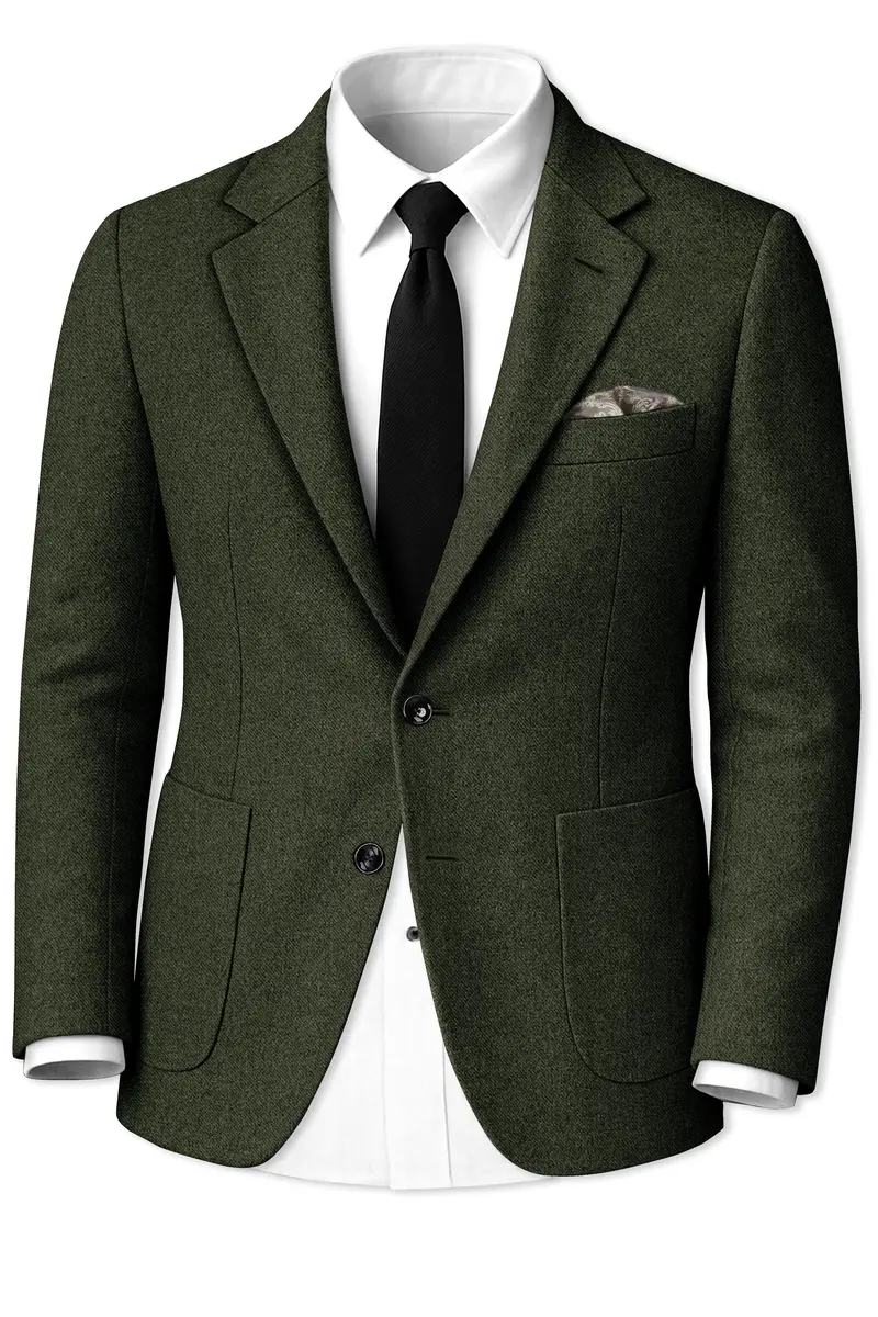 Olvoro-Rifle Green Textured Tweed Single Breasted Sports Blazer 2