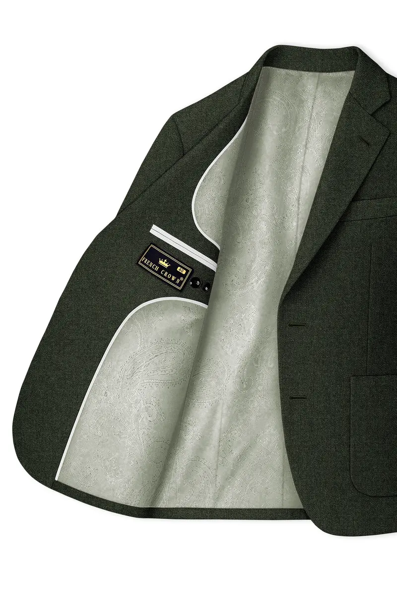 Olvoro-Rifle Green Textured Tweed Single Breasted Sports Blazer 5