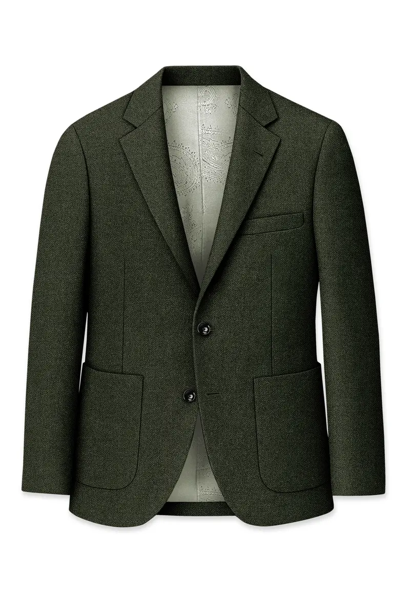 Olvoro-Rifle Green Textured Tweed Single Breasted Sports Blazer 7