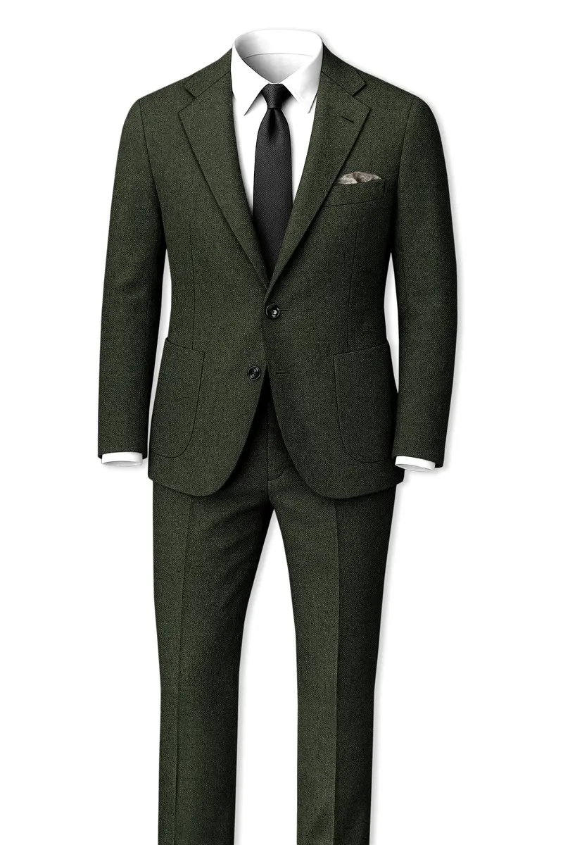 Olvoro-Rifle Green Textured Tweed Single Breasted Sports Blazer 9