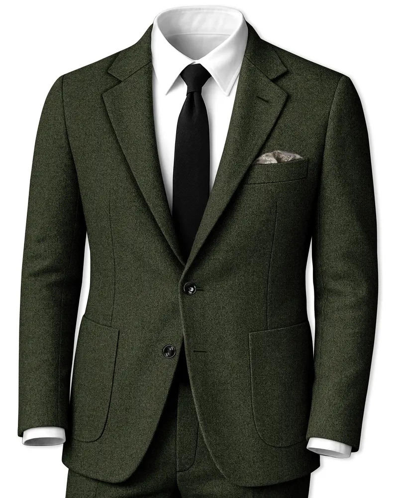 Olvoro-Rifle Green Textured Tweed Single Breasted Sports Suit 1