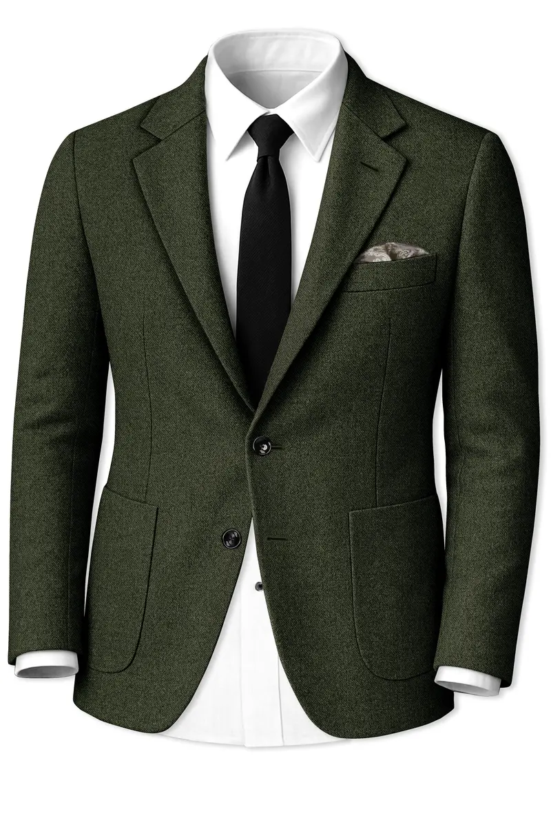 Olvoro-Rifle Green Textured Tweed Single Breasted Sports Suit 10