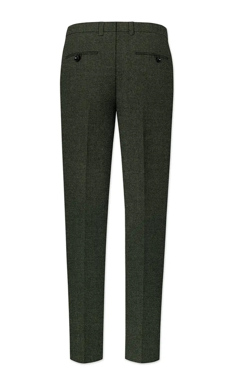 Olvoro-Rifle Green Textured Tweed Single Breasted Sports Suit 14