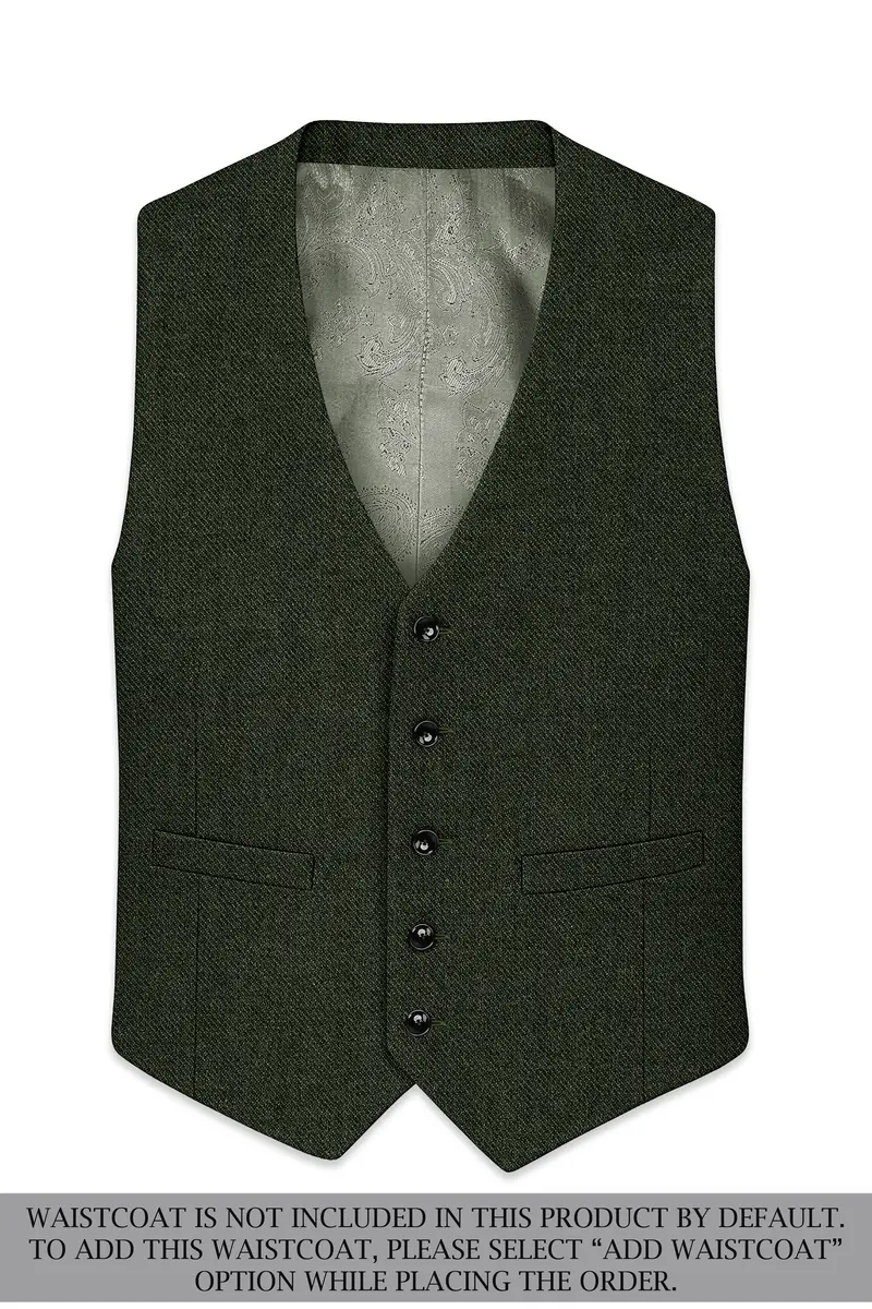 Olvoro-Rifle Green Textured Tweed Single Breasted Sports Suit 16
