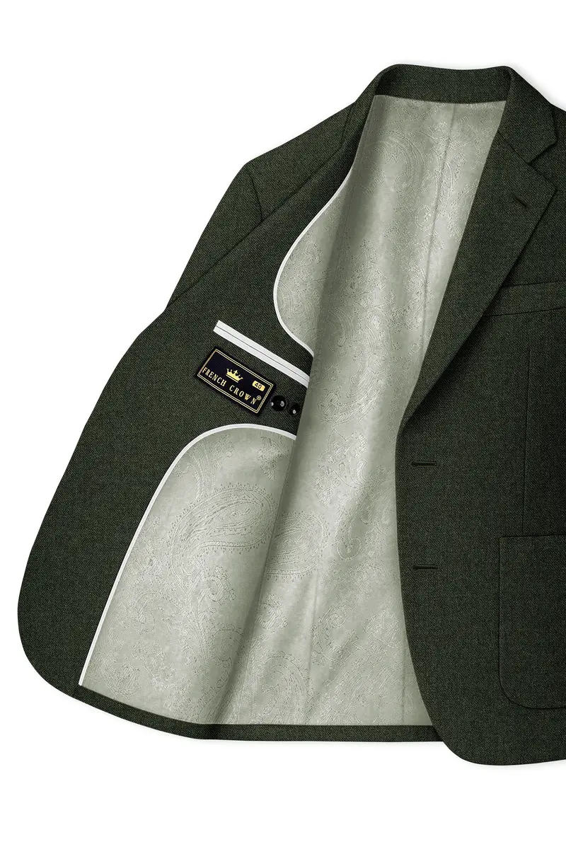 Olvoro-Rifle Green Textured Tweed Single Breasted Sports Suit 6
