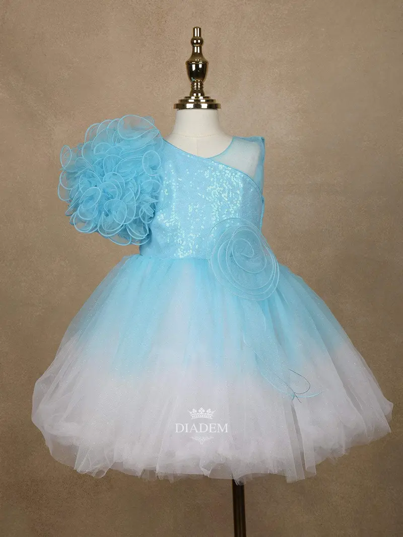 Ombre Effect 3D Floral Designed Party Wear Gown For Girls 1