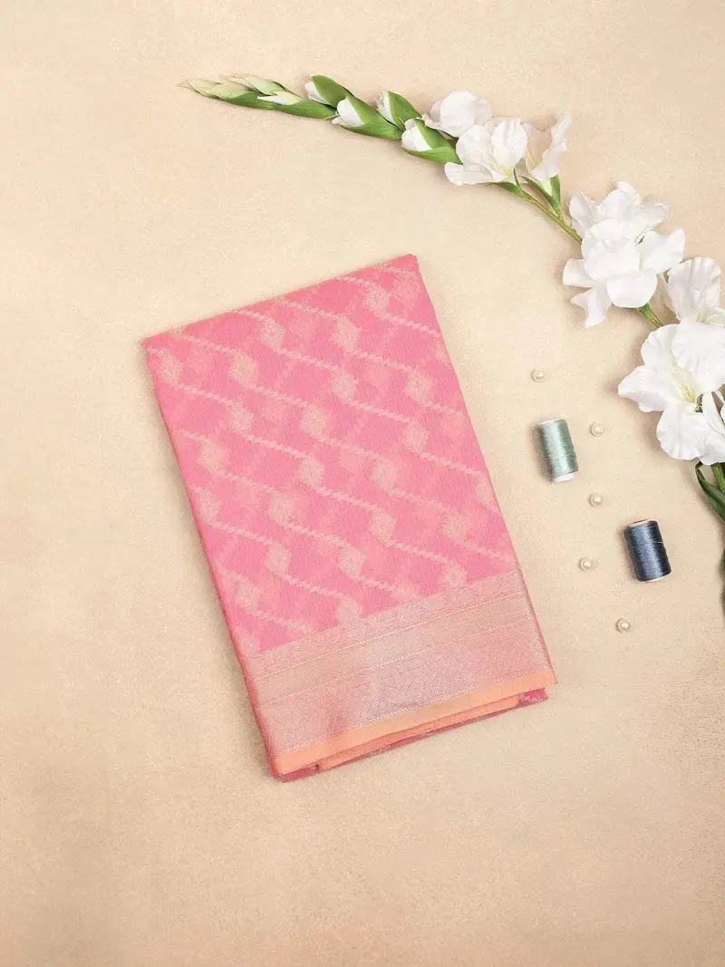 Onion Pink Art Silk Saree With Diamond Design On The Body With Designed Border 1