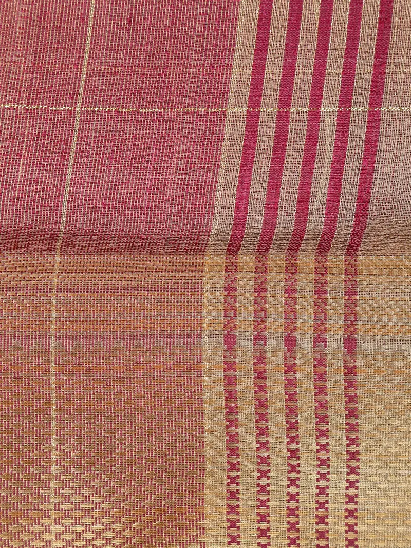 Onion Pink Checked Woven Tissue Saree With Zari Border 2