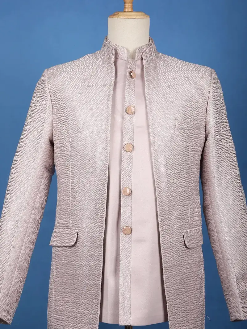 Onion Pink Diamond Design Cotton Men's Suit 2
