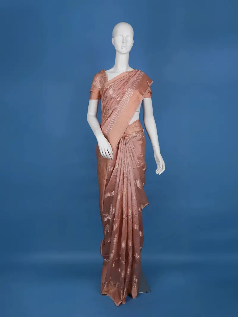 Onion Pink Floral Designed Semi Silk Fancy Saree 1
