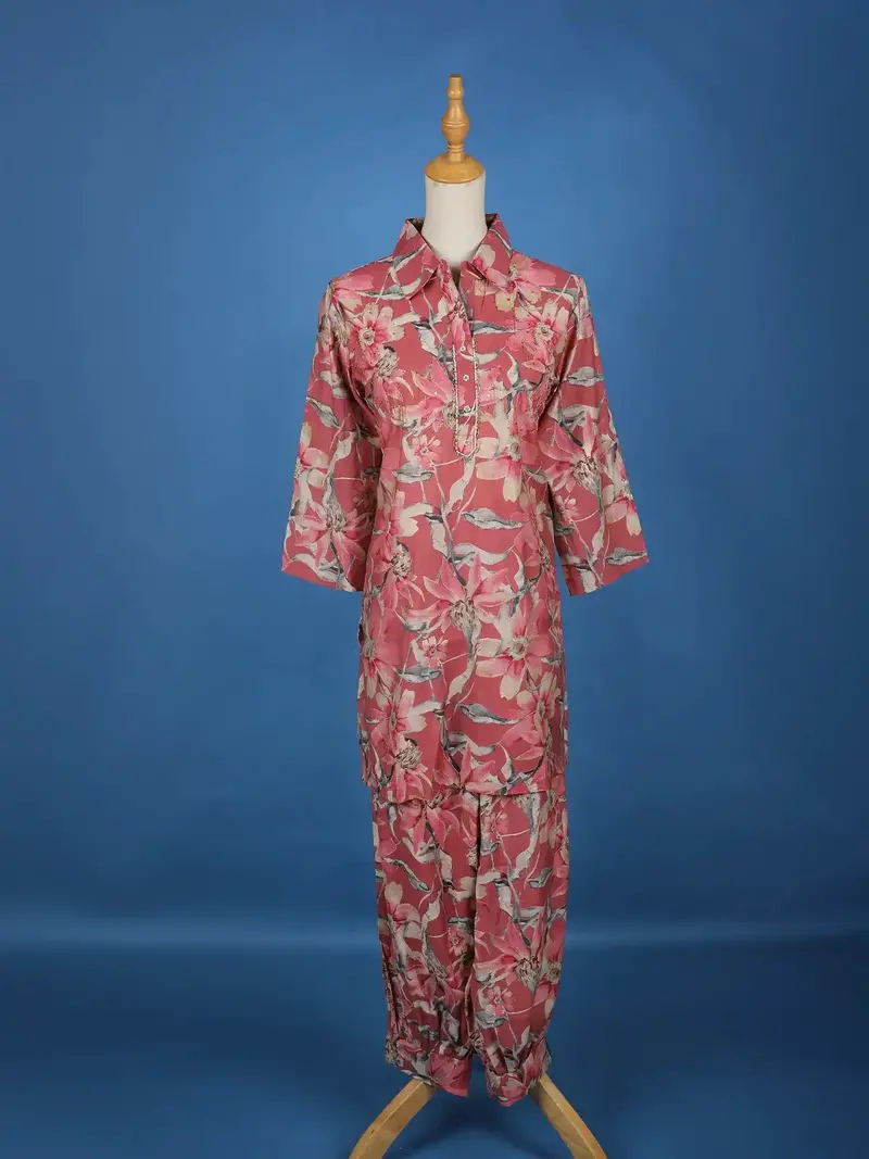 Onion Pink Floral Printed Cotton Salwar Suit 1