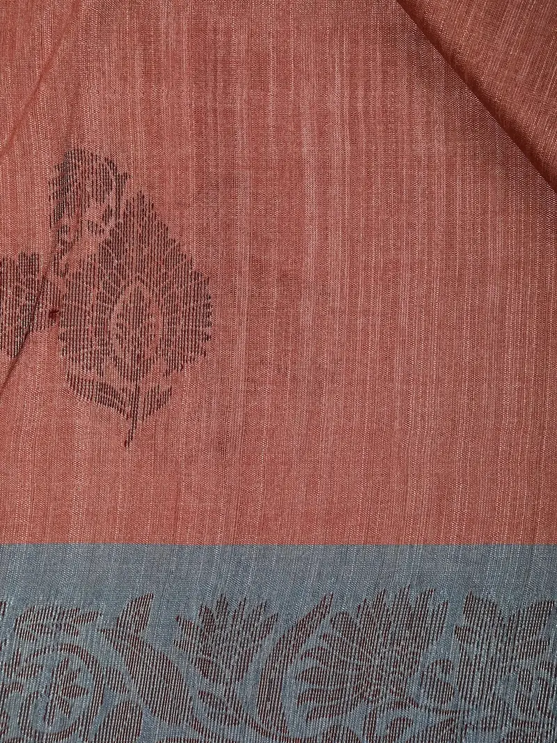 Onion Pink Semi Tussar Silk Floral Designed Saree 2