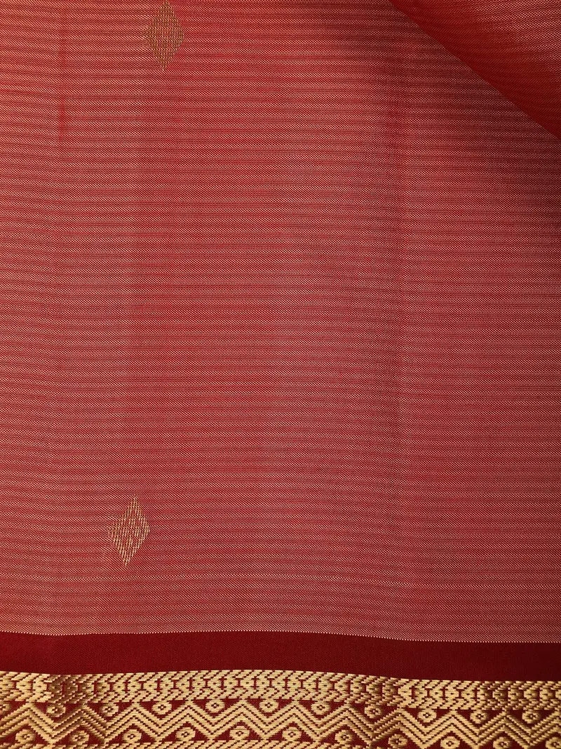 Onion Pink Stripes Woven Pure Kanchipuram Silk Saree 2