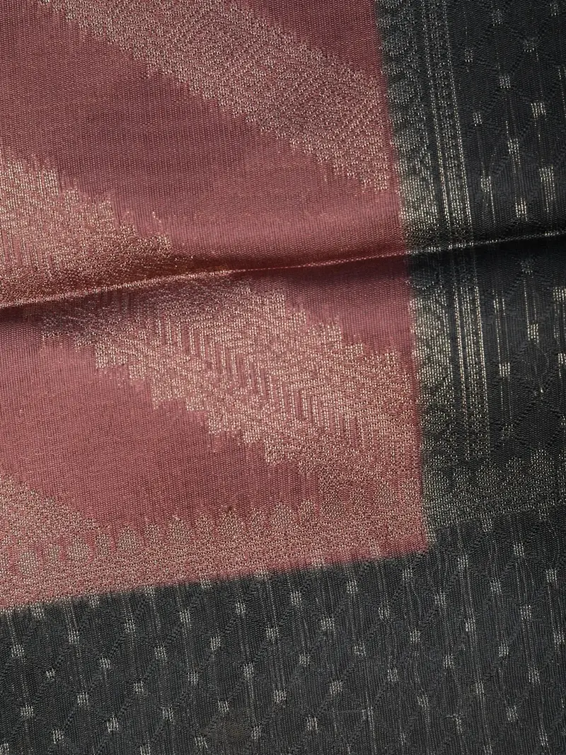Onion Pink Stripes Zari Woven Tissue Silk Saree 2