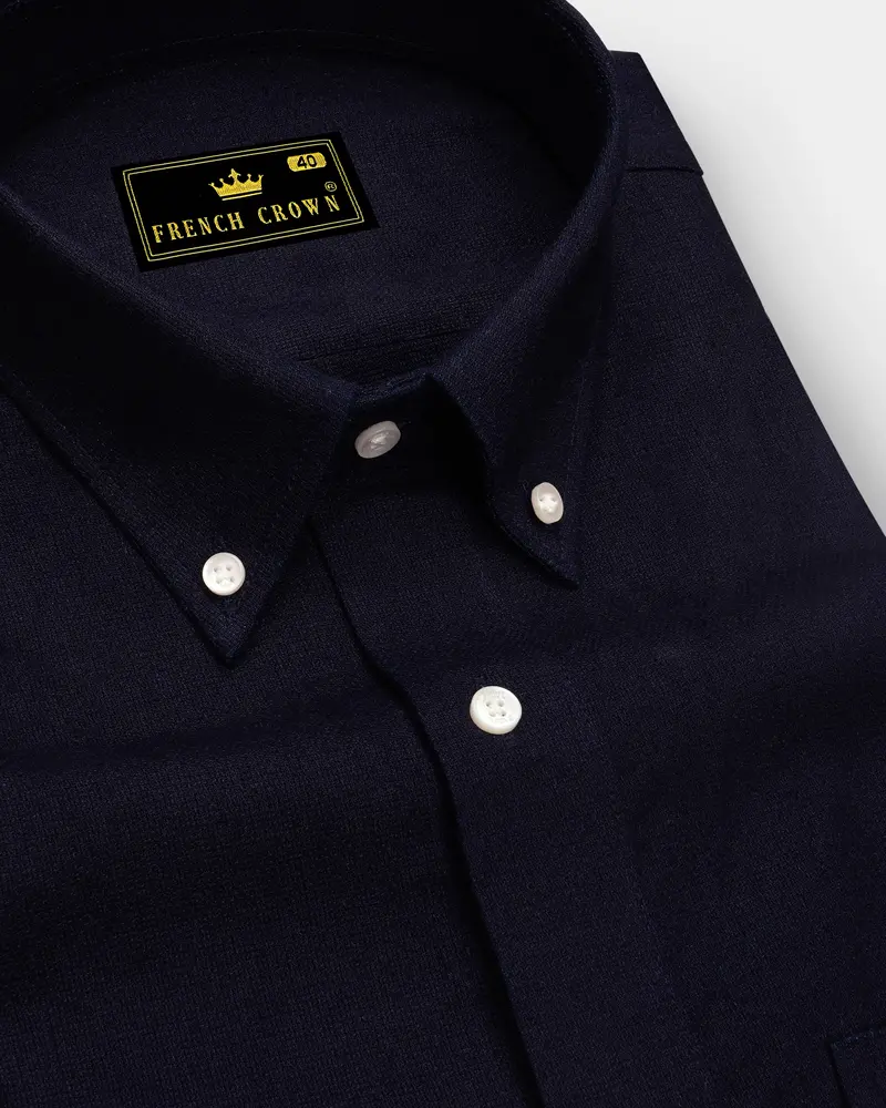 Onyx Black Button-Down Denim Shirt 1