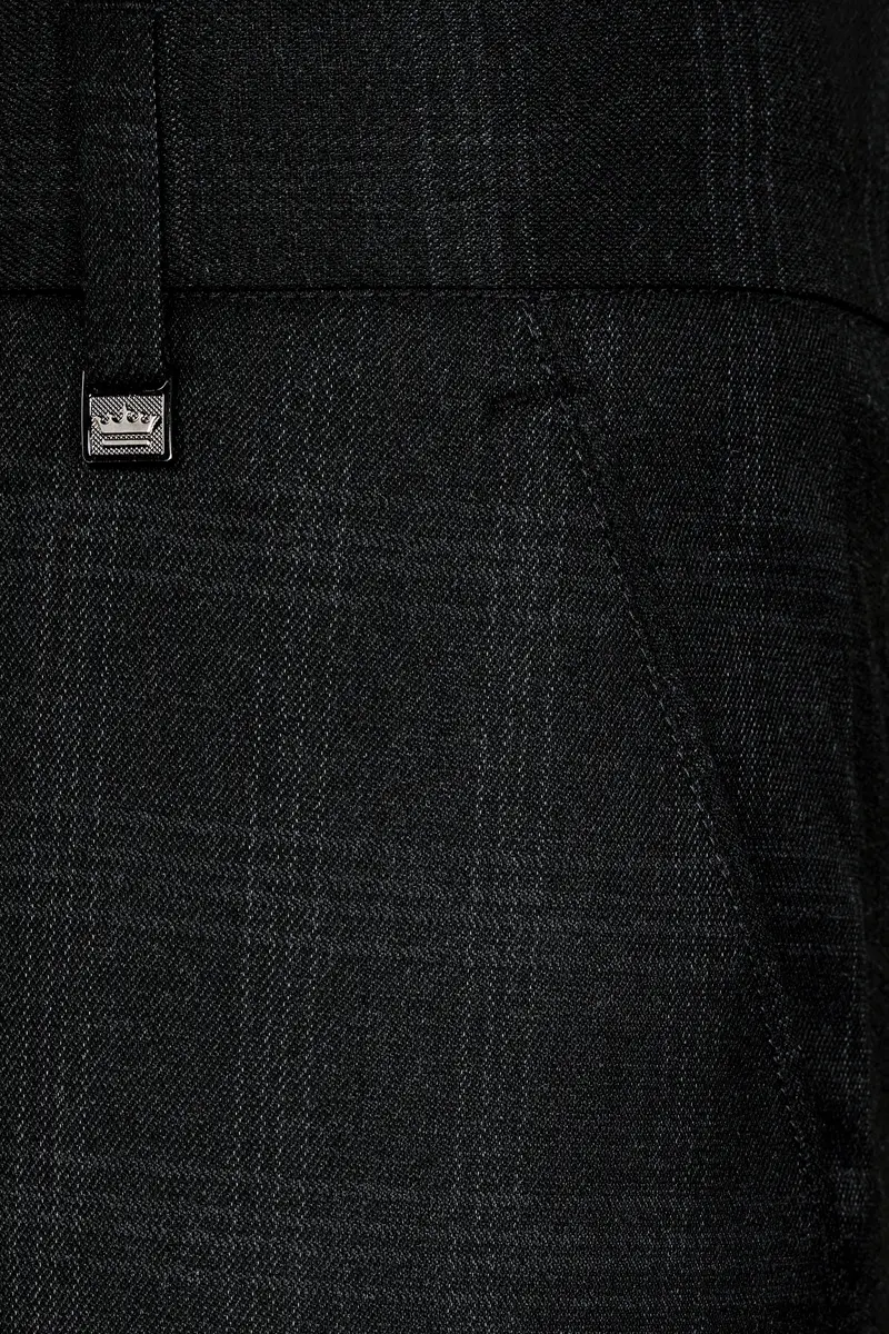 Onyx Black Subtle Checkered Wool Rich Double Breasted Suit 14