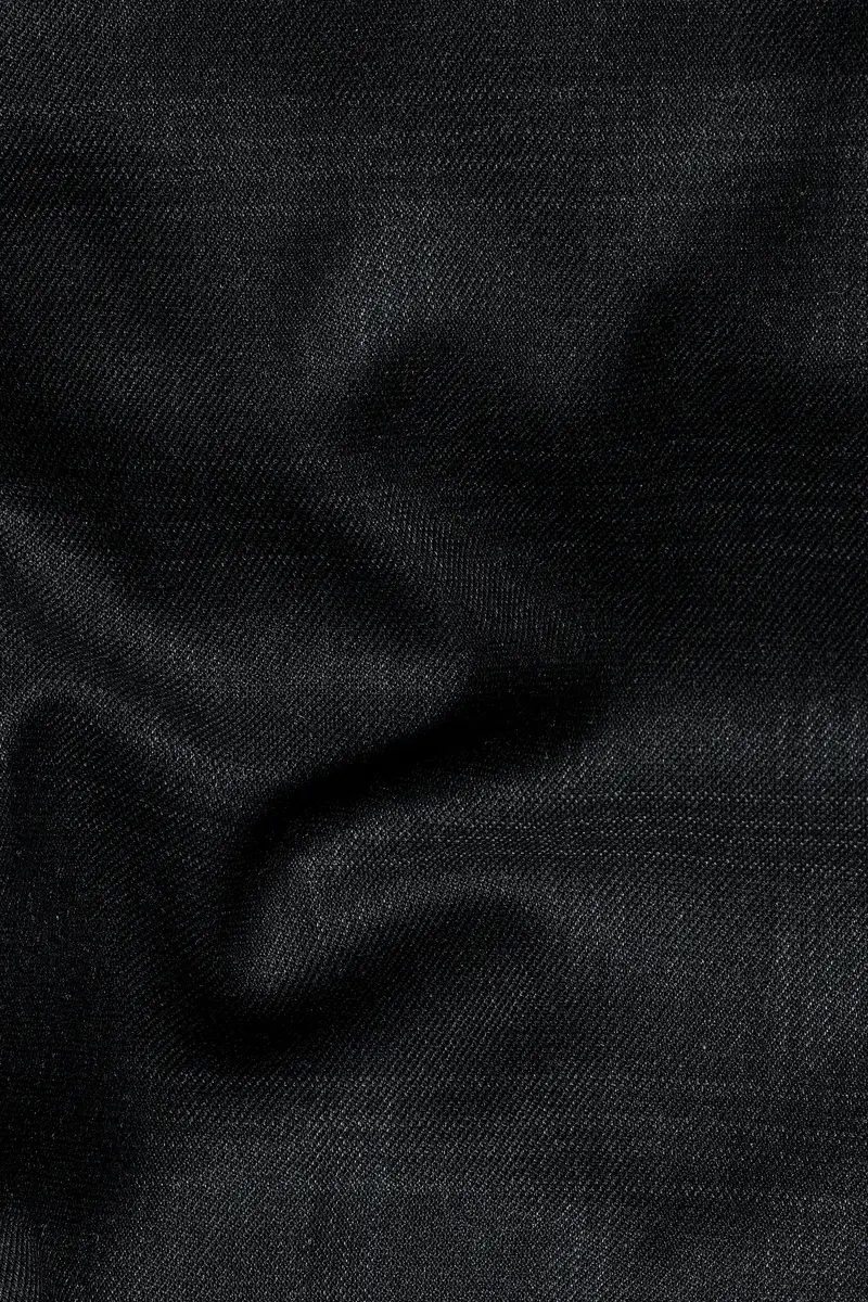 Onyx Black Subtle Checkered Wool Rich Double Breasted Suit 3