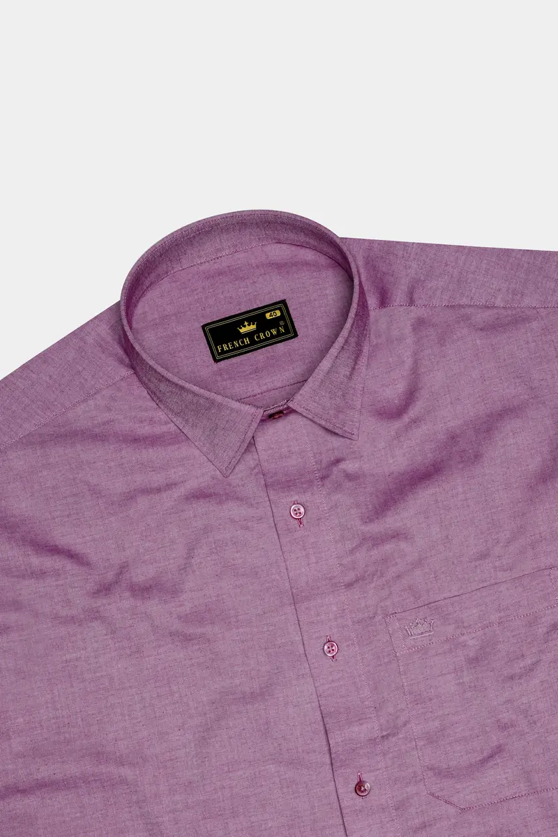 Opera Mauve Pink Chambray Textured Premium Cotton Shirt 5