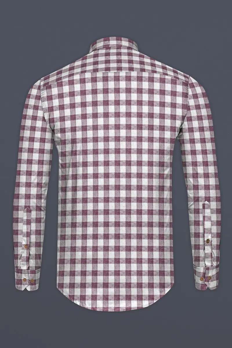 Opium Pink With White Plaid Luxurious Linen Kurta Shirt 6