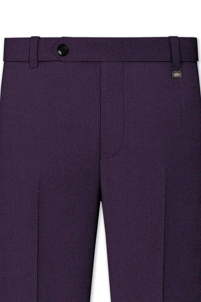 Opulent-Bastille Purple Diamond Textured Wool Rich Slight Stretch Double Breasted Suit 12