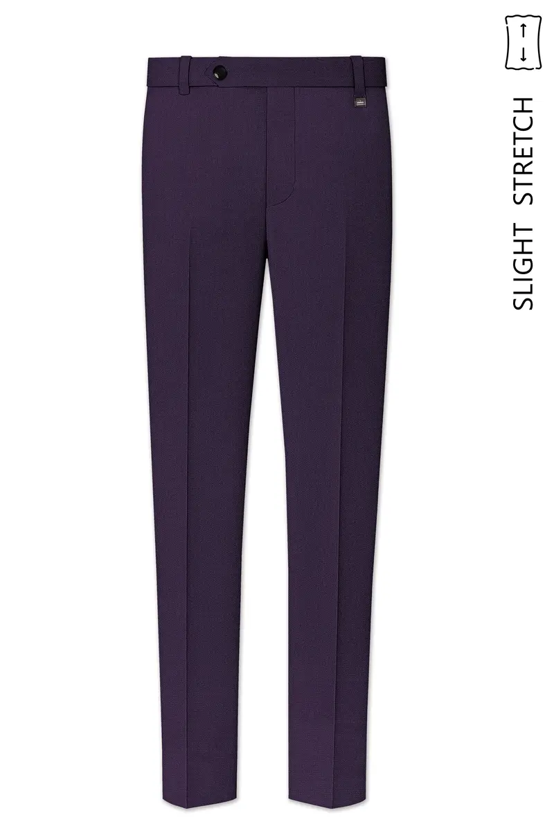 Opulent-Bastille Purple Diamond Textured Wool Rich Slight Stretch Double Breasted Suit 13