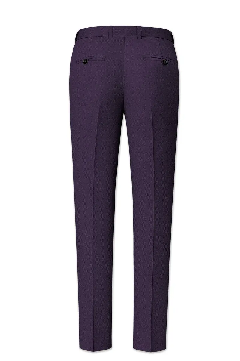 Opulent-Bastille Purple Diamond Textured Wool Rich Slight Stretch Double Breasted Suit 14