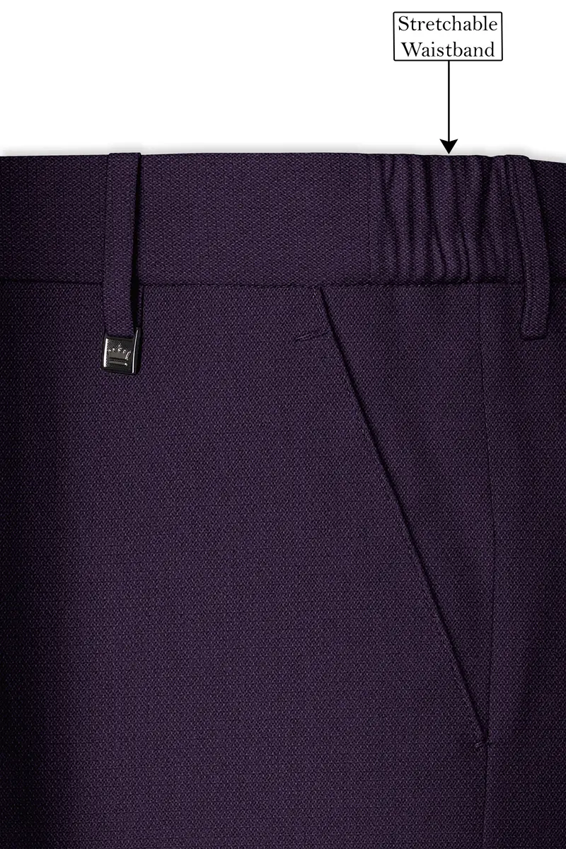Opulent-Bastille Purple Diamond Textured Wool Rich Slight Stretch Double Breasted Suit 15