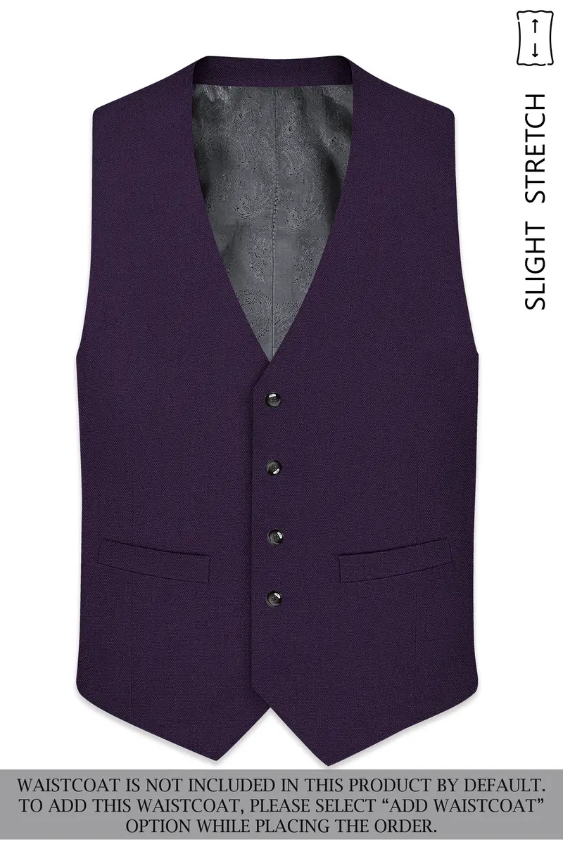 Opulent-Bastille Purple Diamond Textured Wool Rich Slight Stretch Double Breasted Suit 16