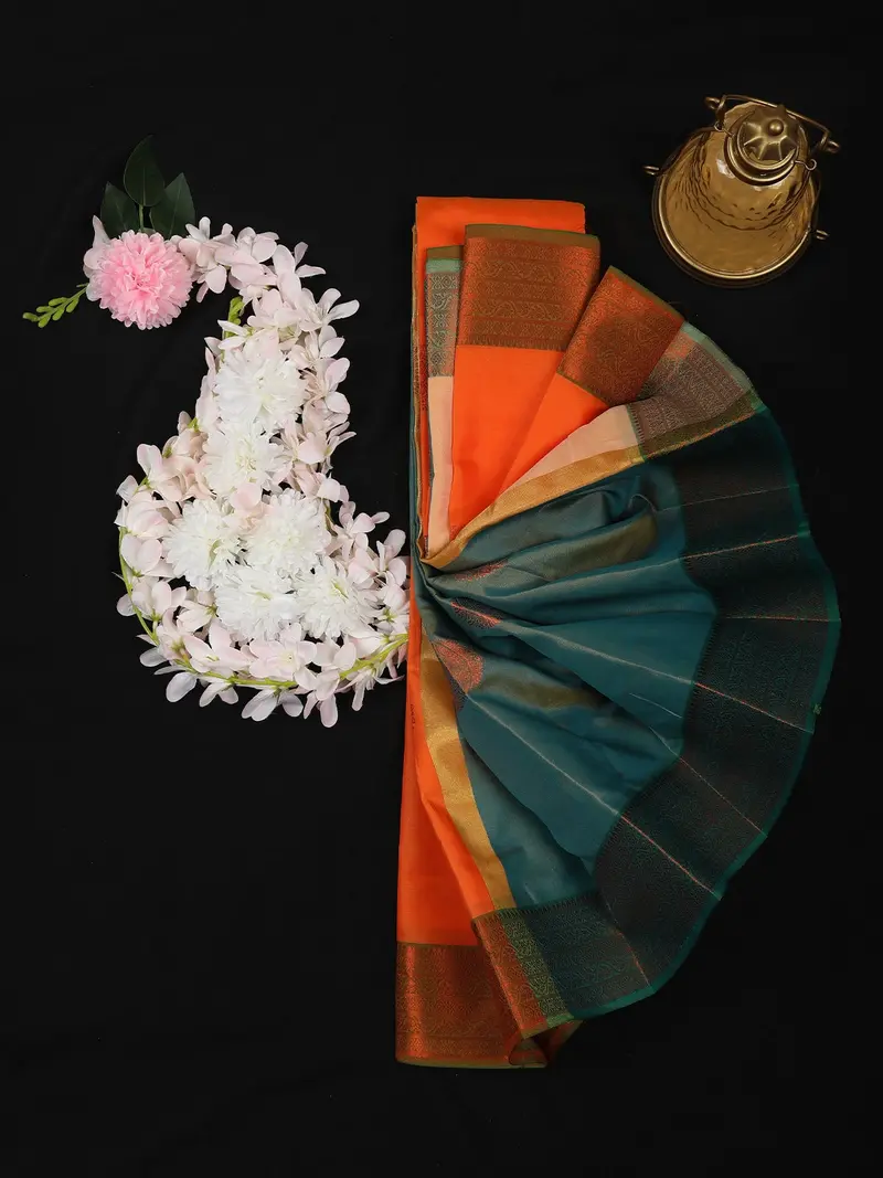 Orange Butta Woven Soft Silk Saree 1