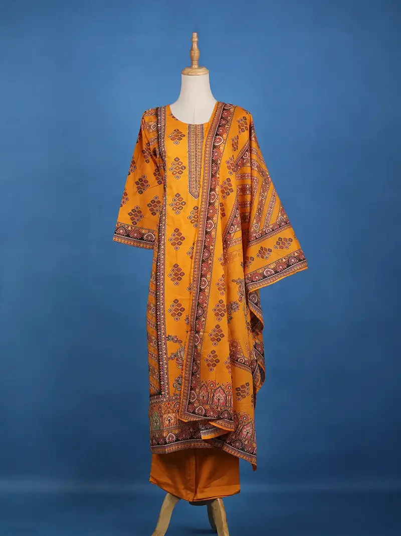 Orange Diamond Designed Cotton Salwar Suit 1