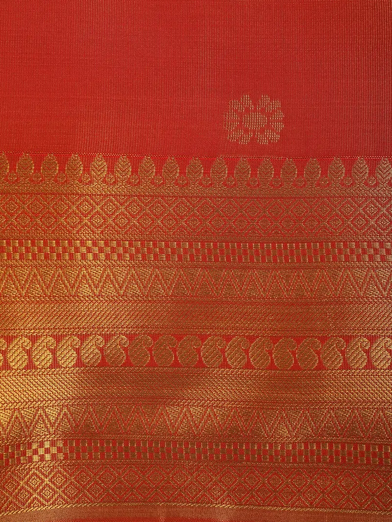 Orange Floral Butta Zari Woven Design Tissue Designer Saree With Zari Border 2