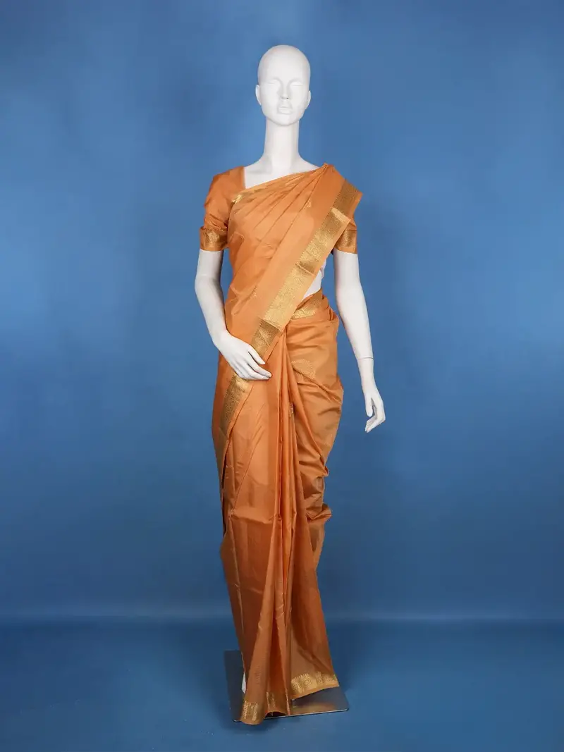 Orange Floral Designed Silk Saree 1