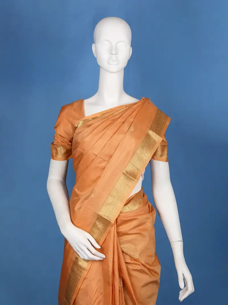 Orange Floral Designed Silk Saree 2
