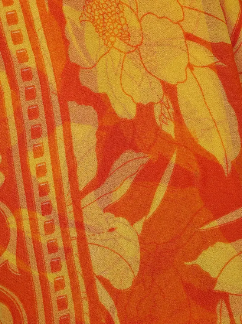 Orange Floral Printed Georgette Saree With Matching Blouse 2