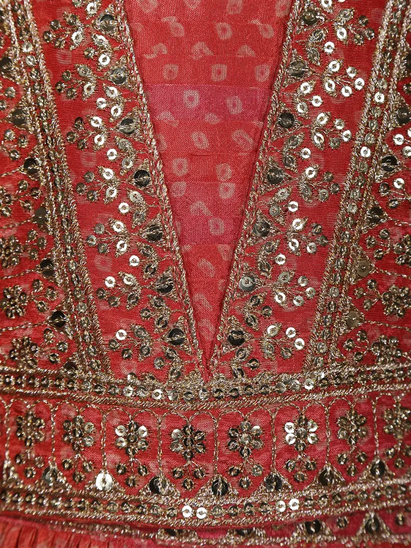Orange Floral Sequins Embroidered Silk Kids Lehenga With Dupatta 7