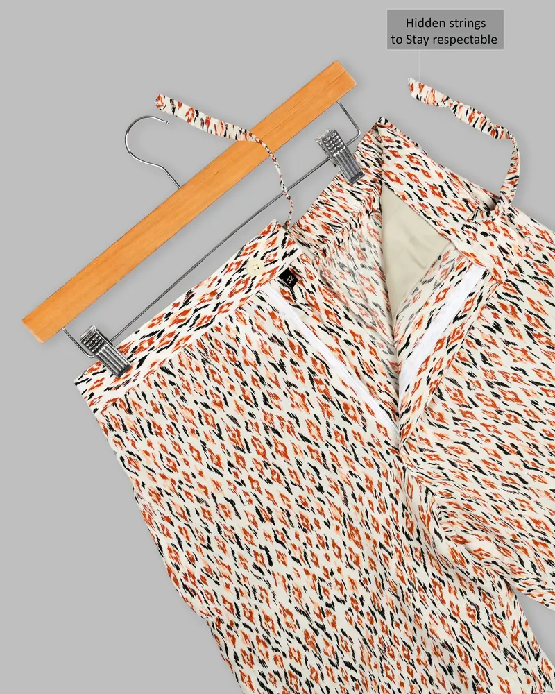 Orange Ikat Printed Premium Tencel Shorts 4