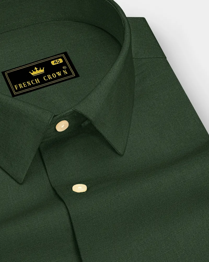 Orbit-Space Green Luxurious Linen Dress Shirt 1