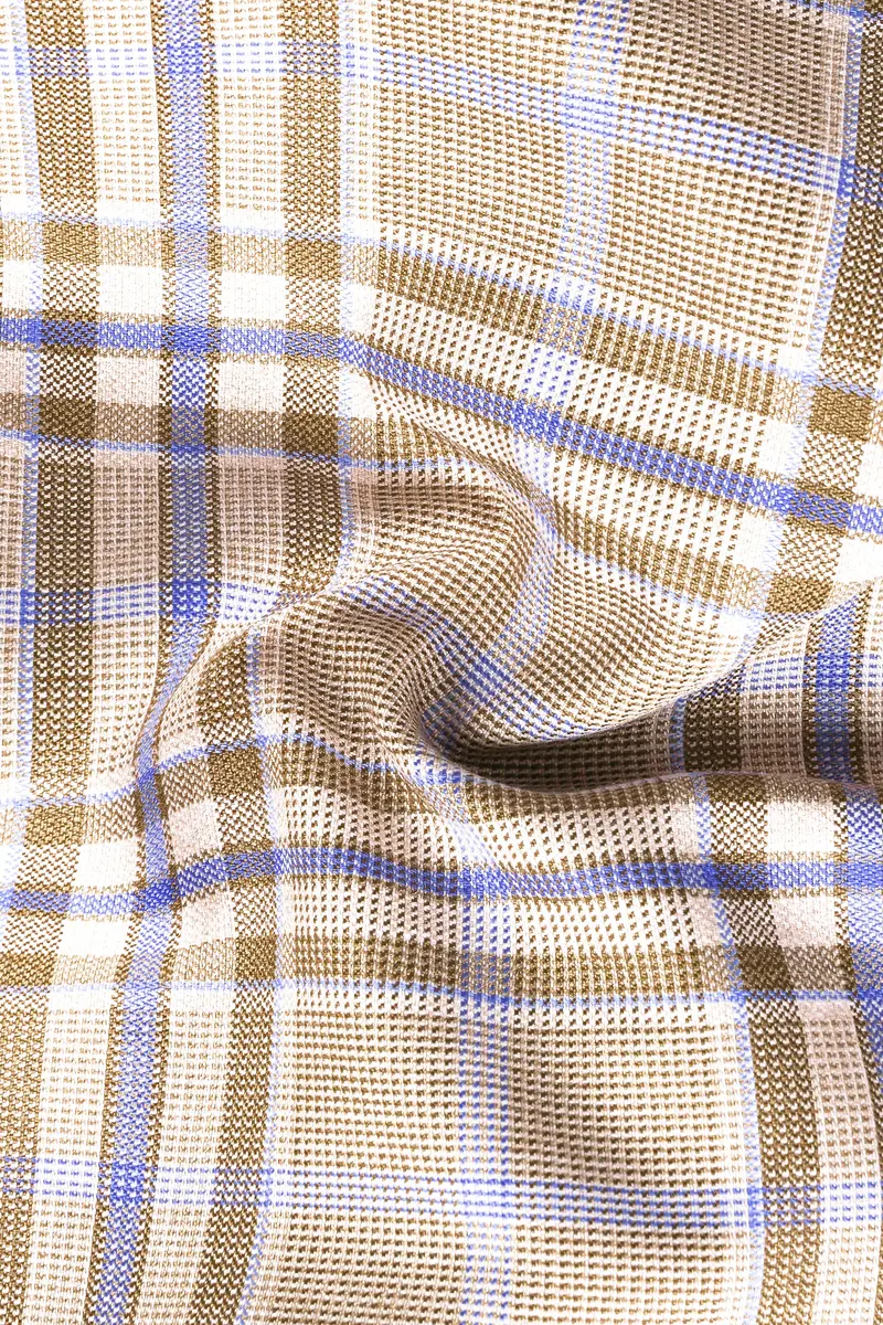 Orchid Cream And Wild Blue Plaid Wool Rich Single Breasted Blazer 3