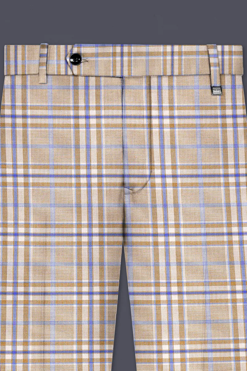 Orchid Cream And Wild Blue Plaid Wool Rich Single Breasted Suit 12