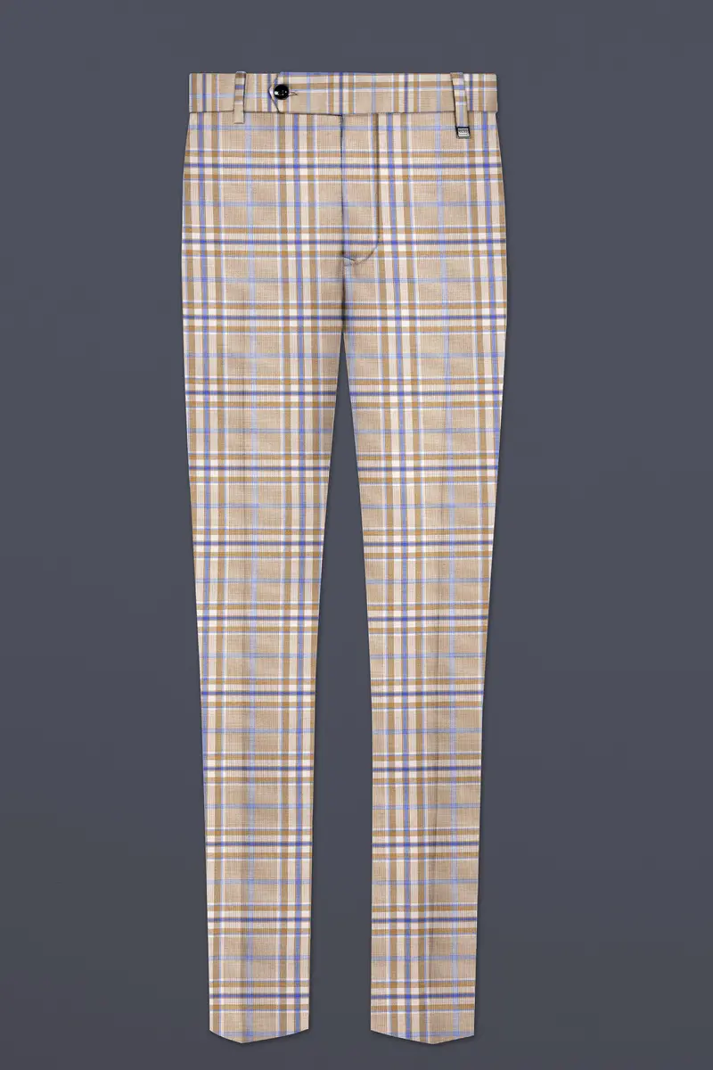 Orchid Cream And Wild Blue Plaid Wool Rich Single Breasted Suit 13