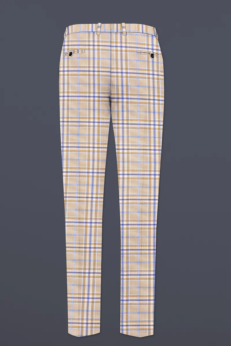 Orchid Cream And Wild Blue Plaid Wool Rich Single Breasted Suit 14