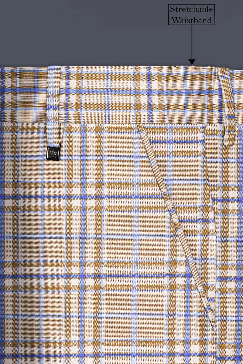 Orchid Cream And Wild Blue Plaid Wool Rich Single Breasted Suit 15
