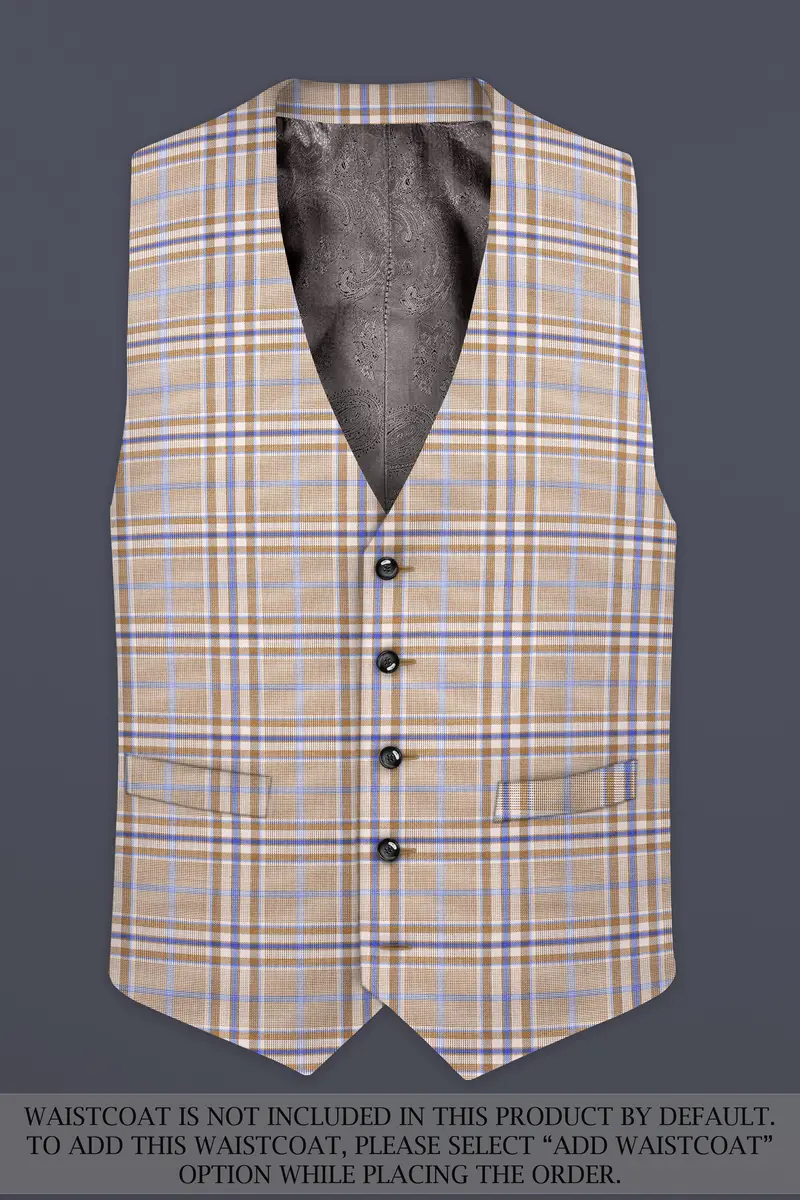 Orchid Cream And Wild Blue Plaid Wool Rich Single Breasted Suit 16
