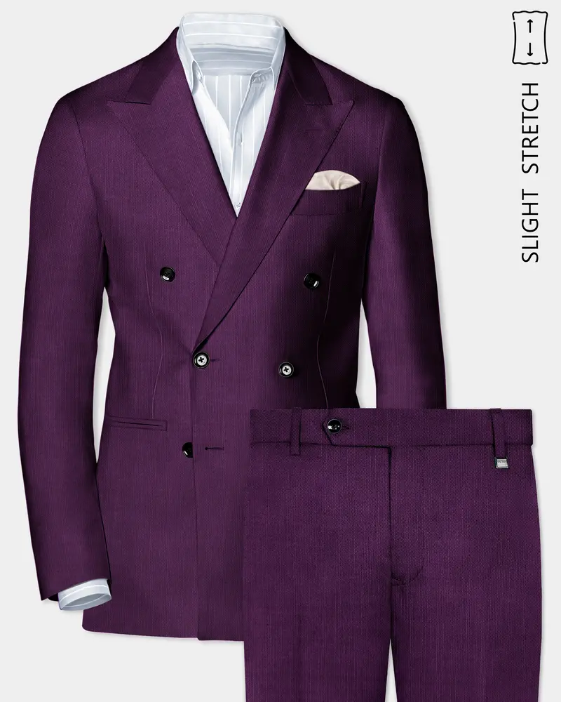 Orchid-Grape Purple Solid Wool Rich Double Breasted Slight Stretch Suit 1