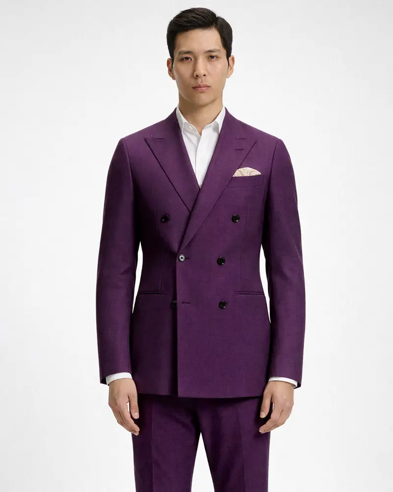 Orchid-Grape Purple Solid Wool Rich Double Breasted Slight Stretch Suit 1