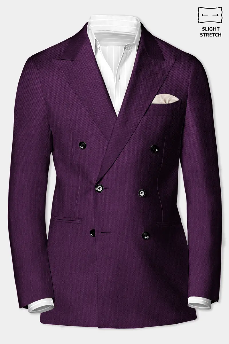 Orchid-Grape Purple Solid Wool Rich Double Breasted Slight Stretch Suit 11