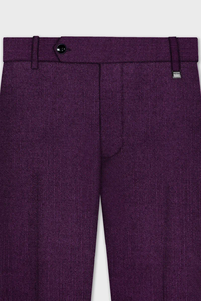 Orchid-Grape Purple Solid Wool Rich Double Breasted Slight Stretch Suit 12