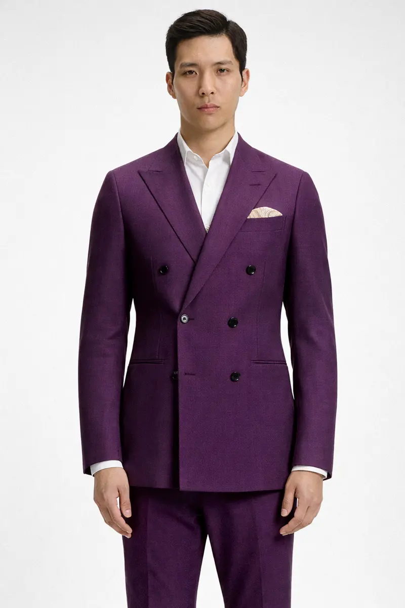 Orchid-Grape Purple Solid Wool Rich Double Breasted Slight Stretch Suit 2